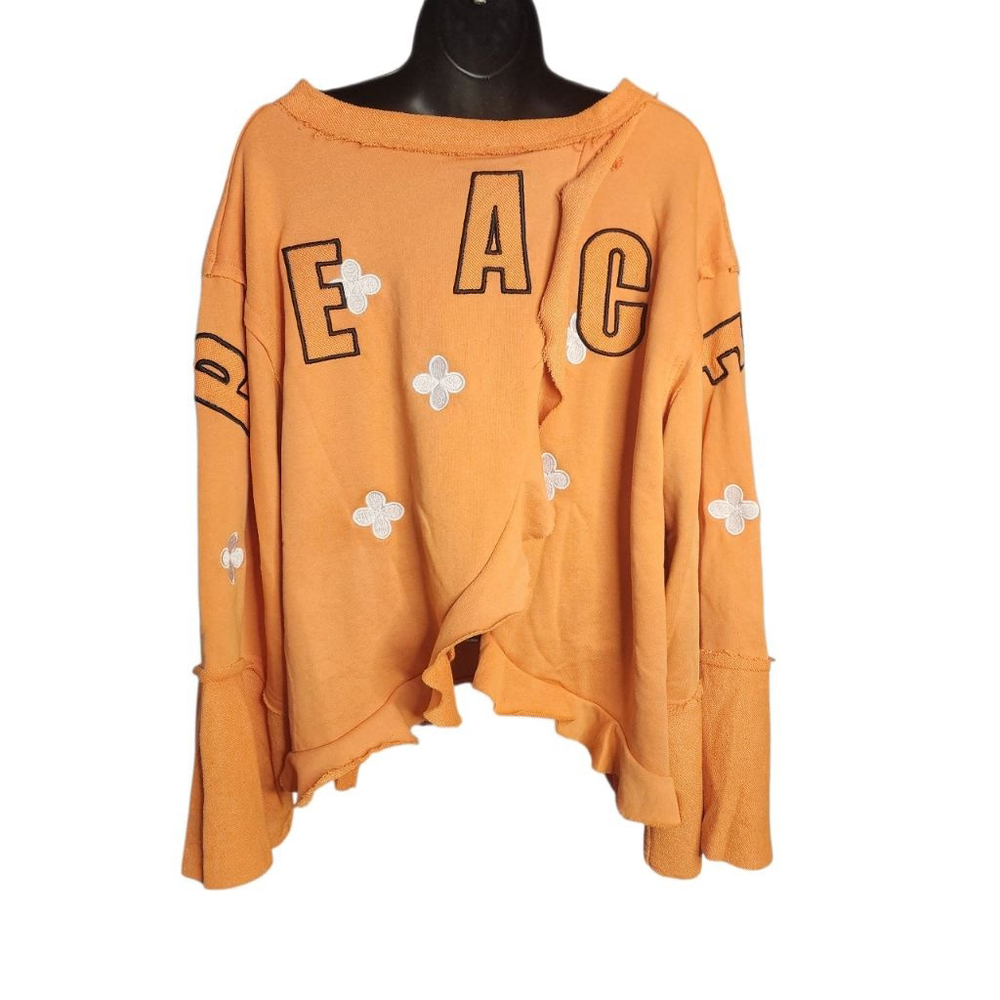 POL Orange Peace Sign Embroidered Sweatshirt Medium. NEW - Picture 4 of 7
